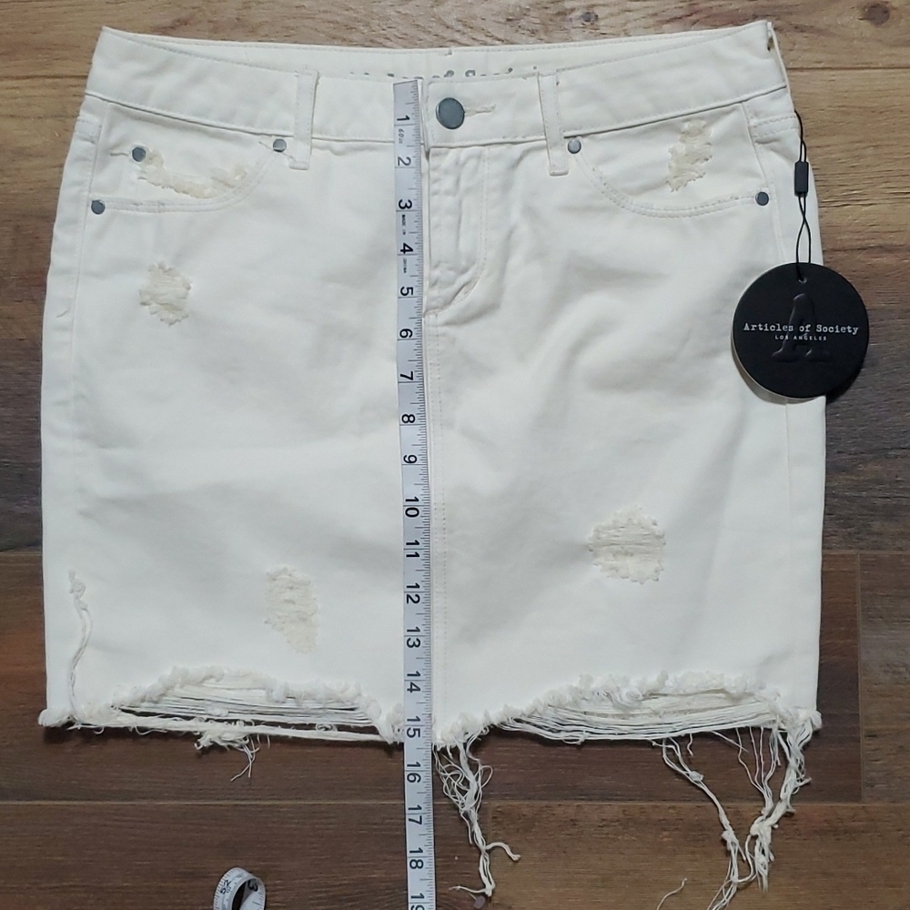 Articles of Society off white Stacy mini skirt Riga distressed